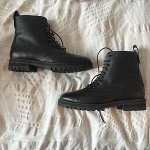 NEW - Jimmy Choo black leather combat boots - Cruz flat boot - women’s size 38.5